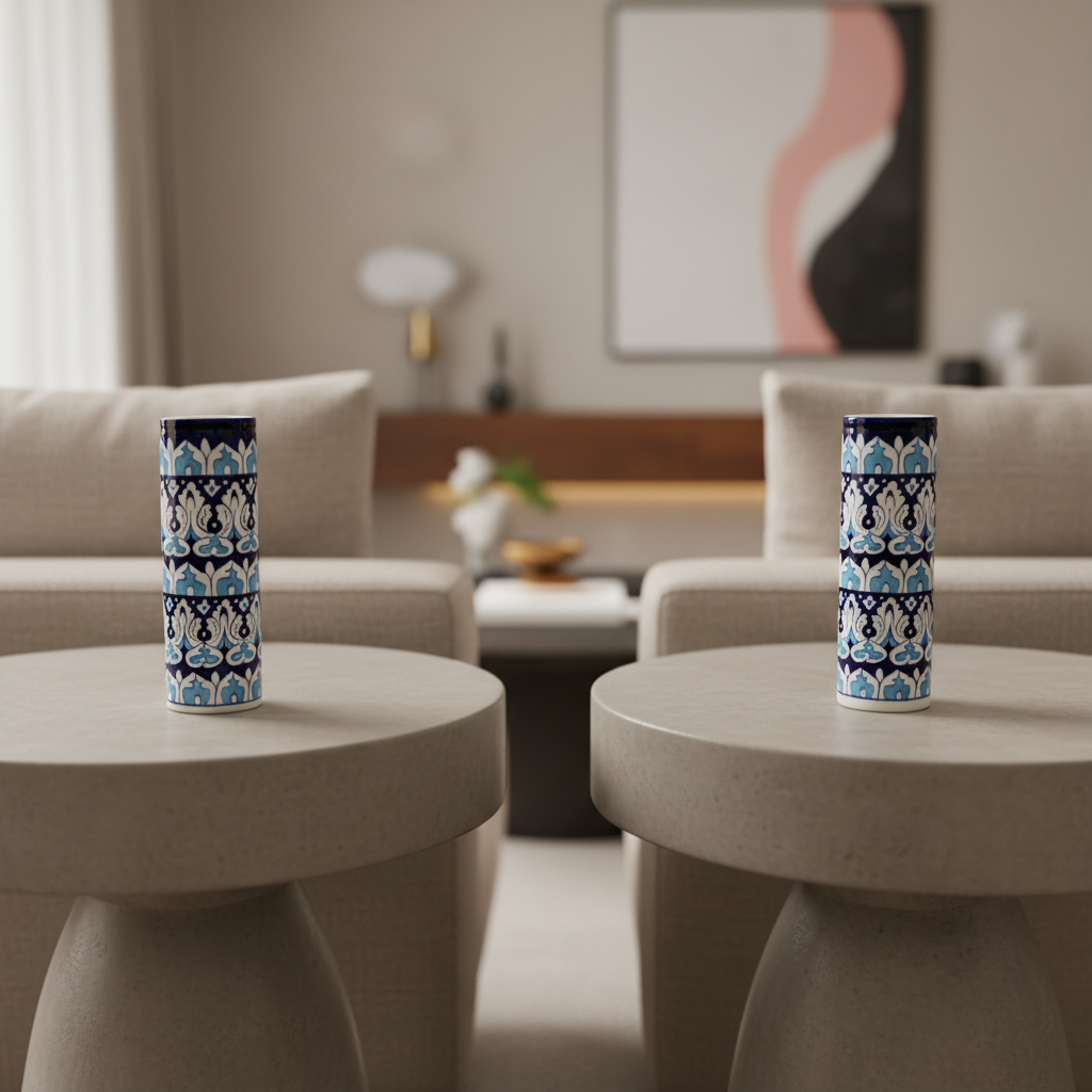 Handmade Sapphire Pillar Vase