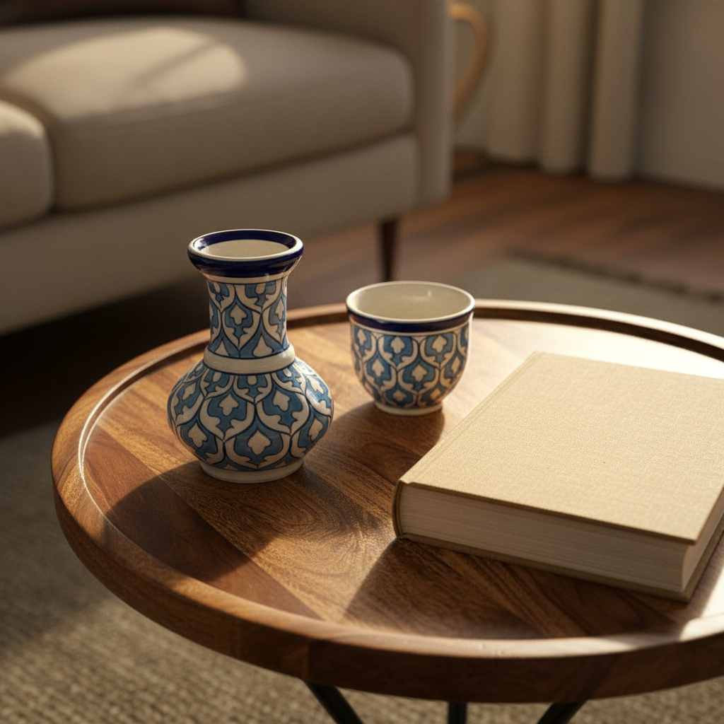 Handmade Cerulean Waves Bud Vase