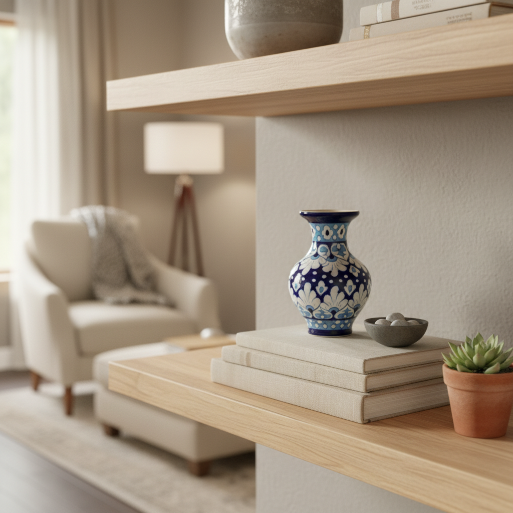 Handmade Sky-Blue Inlay Vase