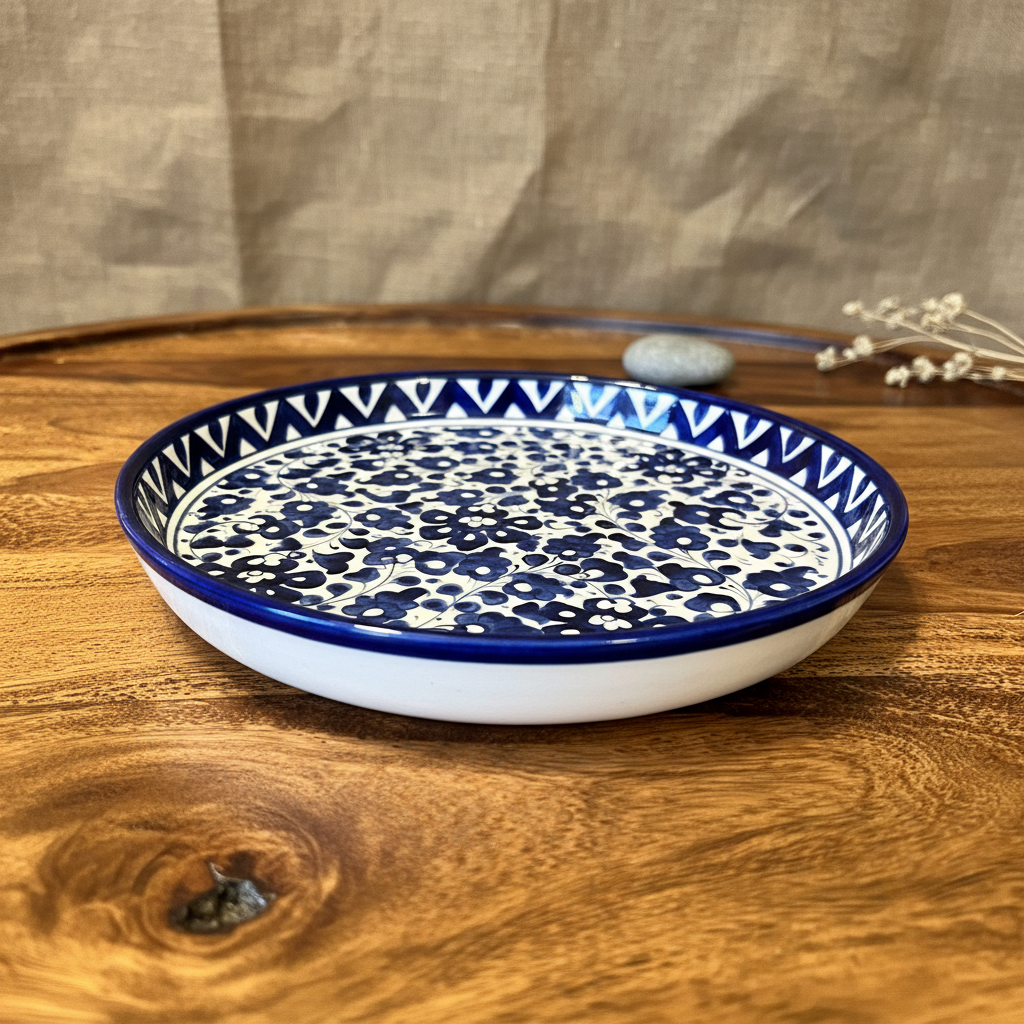 Handmade Azure Mosaic Serving Plate
